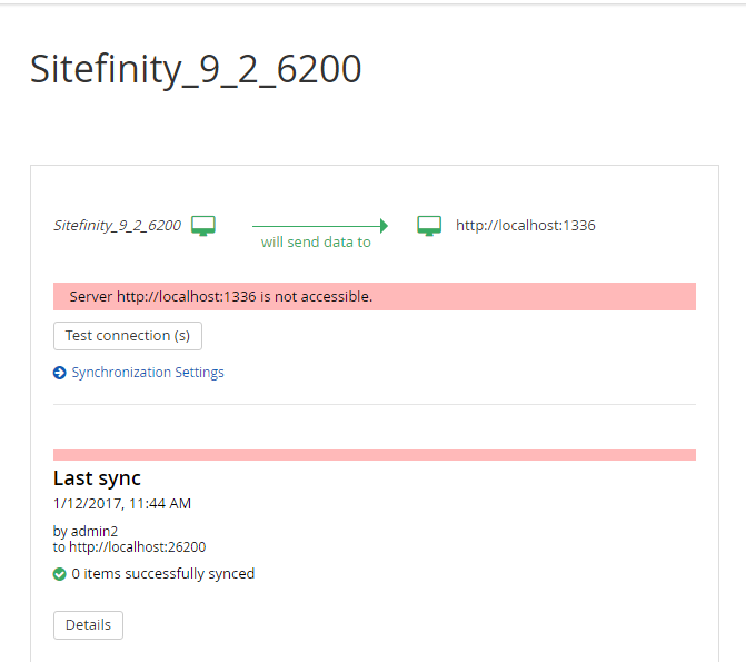 SiteSync Test connection fails with error "Server http// is not