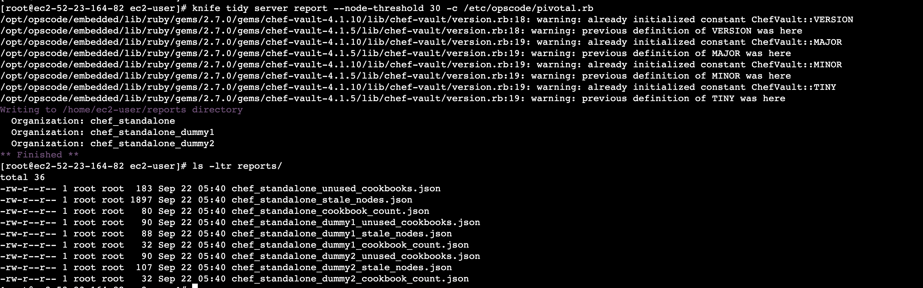 Clean up stale nodes in Chef Infra server using knife tidy Progress