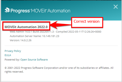 Incorrect Moveit Automation version showing under the "About" Window in ...