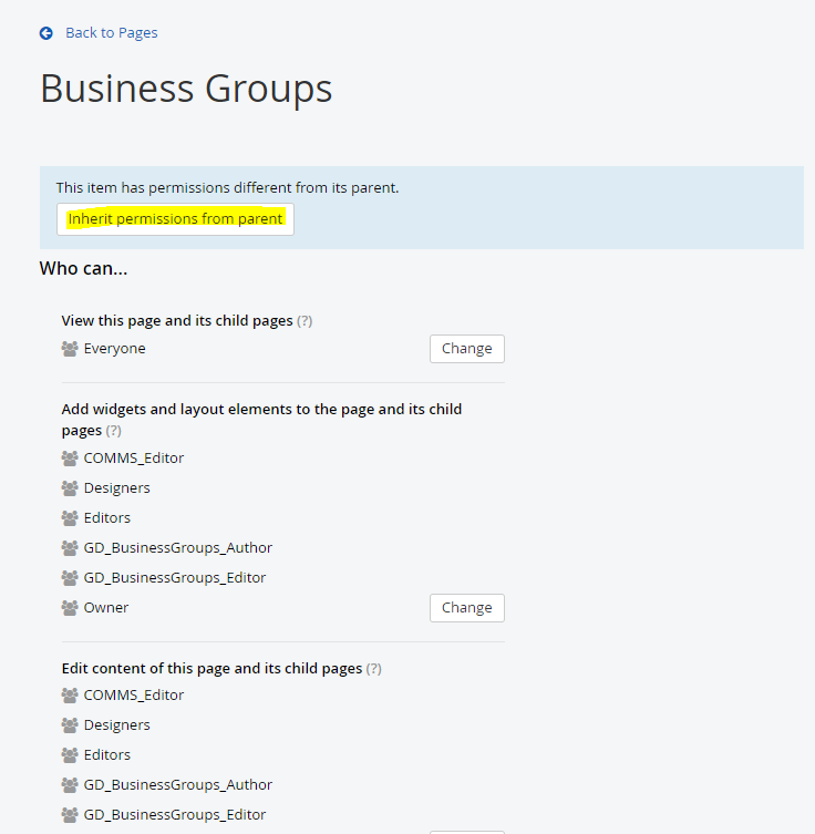 Missing inherit/break permissions from parent Progress Community