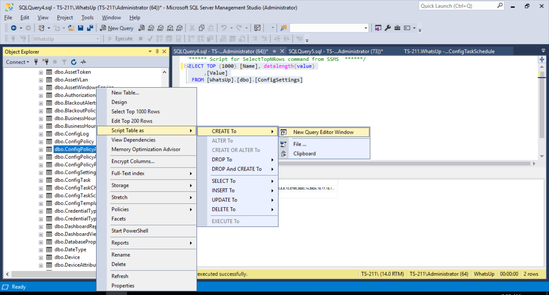 sql rebuild index on table